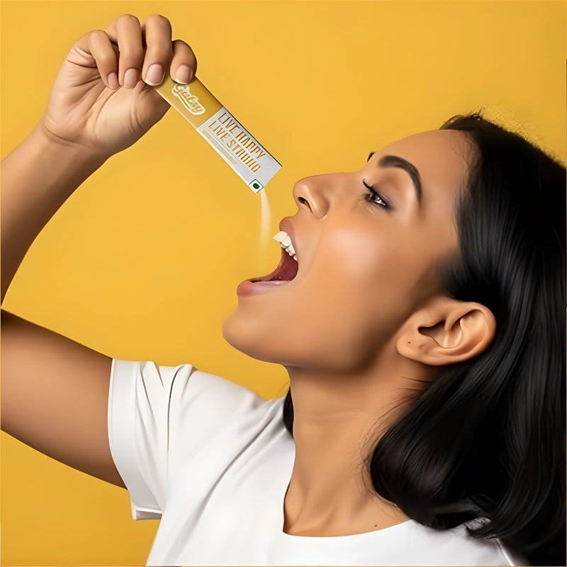 Tilt it & Pour it into your mouth. (Oral Soluble formula)